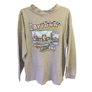 Harley Davidson Daytona Beach Florida Gray Long Sleeve Knit Shirt Size XL
